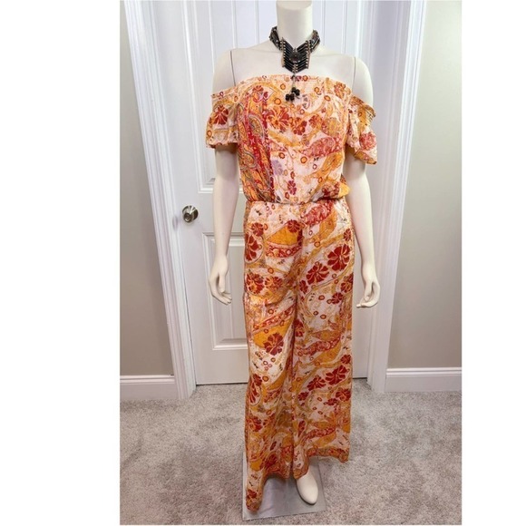 Free People Multi Colored Off Shoulder Jumpsuit - Picture 3 of 9